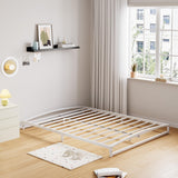 Garvee Low Bed Frame 6 in Full Size Metal Platform Bed Frame With Arch Design Heavy Duty White
