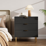 Garvee Black Dresser Modern 3 Drawer Wood Chest of Drawers for Bedroom Living Room 28x17x30 inches - Black