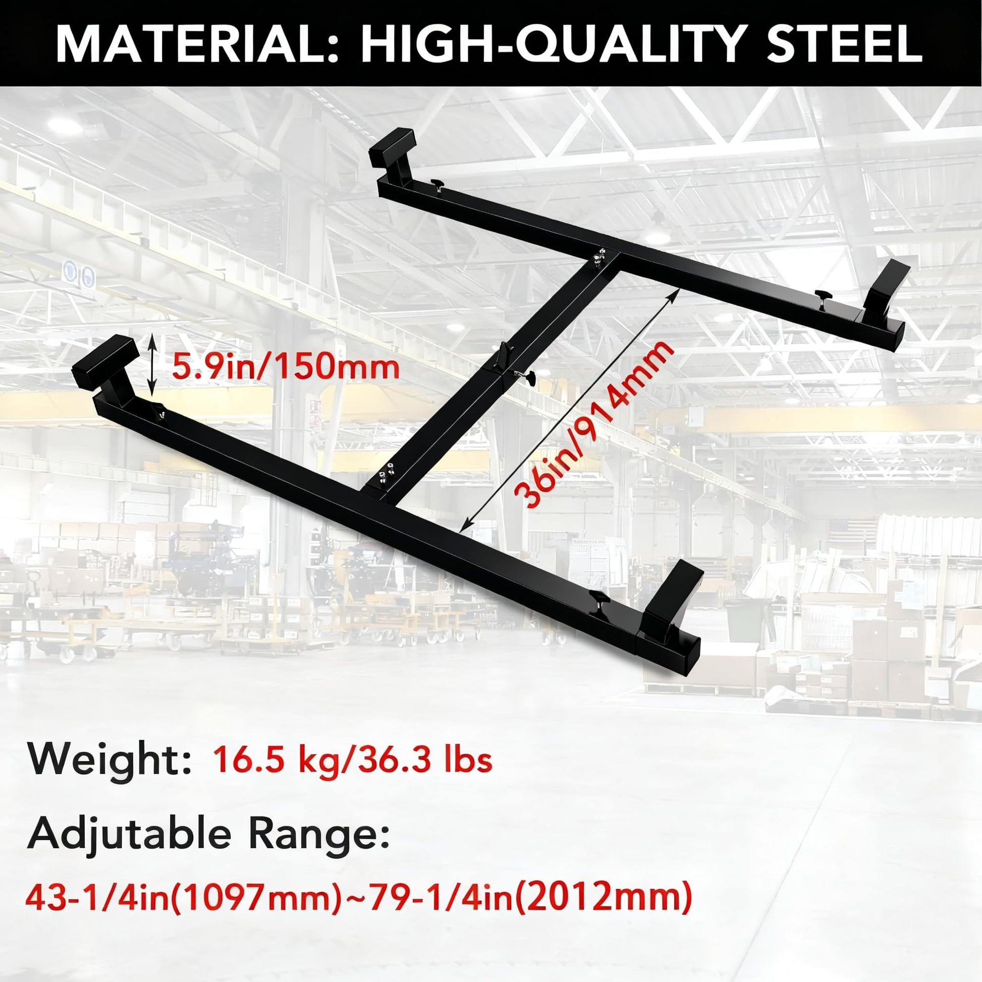 Adjustable truck bed lifter size and range