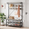 Garvee Industrial Hall Tree Storage Shoe Bench, 72" Mudroom Hall Tree with 8 Hanging Hooks, Shoe Rack, Storage Shelf Hanging Bar, Coat Rack Shoe Bench for Entryway, Grey