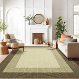 Garvee Washable Living Room Rug 9x12 Brown, Modern Solid Bordered Non Slip Stain Resistant Carpet for Bedroom Dining Room Office - Brown Border