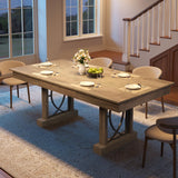 Garvee 71-Inch Rectangular Dining Table with Double Drawers for Dining Room, Office, Large Size, Wood Finish - Retro Gray
