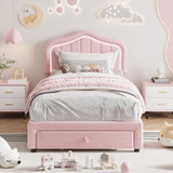 Garvee Twin Upholstered Bed Frame with Storage Drawer and Smart LED Headboard, Twin Size, All Pink - All Pink