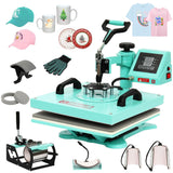 Garvee Heat Press Machine 15x15 8 In 1 Digital Heat Press for Mugs Hats Plates Bags Blue - Blue