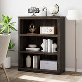 Garvee 3 Tier Farmhouse Bookcase with Storage, Wooden 40" Low Shelf, Oak MDF, Rustic Charm, Home Office, Living Room - Oak