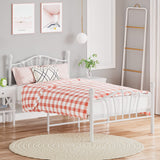 Garvee White Twin Metal Bed Frame with Heart Shaped Headboard and Footboard Solid Metal Platform Mattress Foundation Noise-Free Heavy Duty Bed Slats Support No Box Spring Needed, Easy Assembly - White
