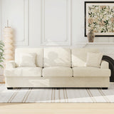 Garvee 86 Inch Modern Corduroy Sofa Couch With 2 Throw Pillows For Small Space Apartment Living Room Beige - Beige