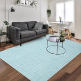 Garvee Mint 12' x 9' Modern Geometric Buffalo Plaid Area Rug for Living Room Bedroom Office - Non-Slip Washable Low Pile Wool Blend - Mint Green