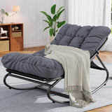 Garvee 1 PC Rocking Papasan Chairs, Outdoor Lounge Chairs with Comfy Cushions, Sturdy Metal Frame, Reading Chairs for Adults, Padded Seat for Patio, Garden, Nursery, Living Room, Grey - Grey