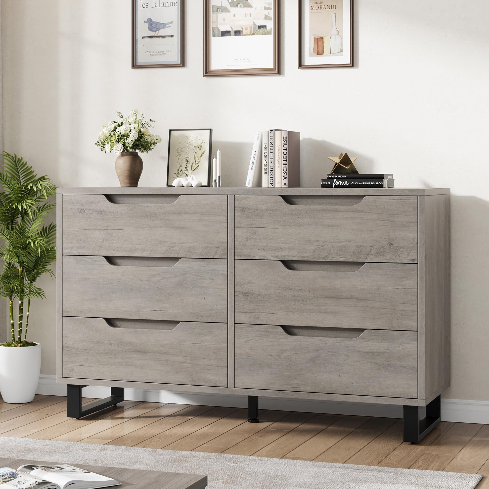 6 drawer grey dresser for bedroom Garvee 6 Drawer Dresser Ash Grey for Bedroom, Living Room, Hallway, 47