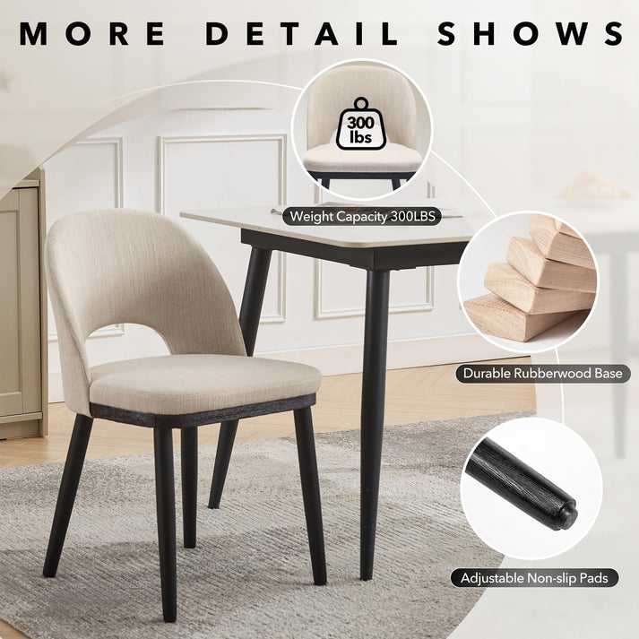 Sturdy rubberwood legs support up to 300 lbs on Garvee dining chair