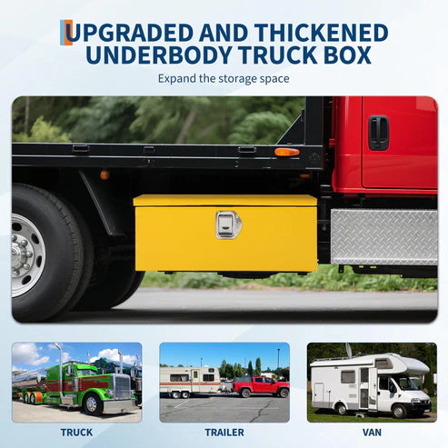 Garvee Heavy Duty Steel Truck Bed Tool Box – Waterproof Metal Storage Organizer with Lock, Side Handle, Durable Compact Toolbox for Pickup, RV, Trailer, Workshop – Powder-Coated Yellow, 30x13x9.6 Inches, 2026 Model