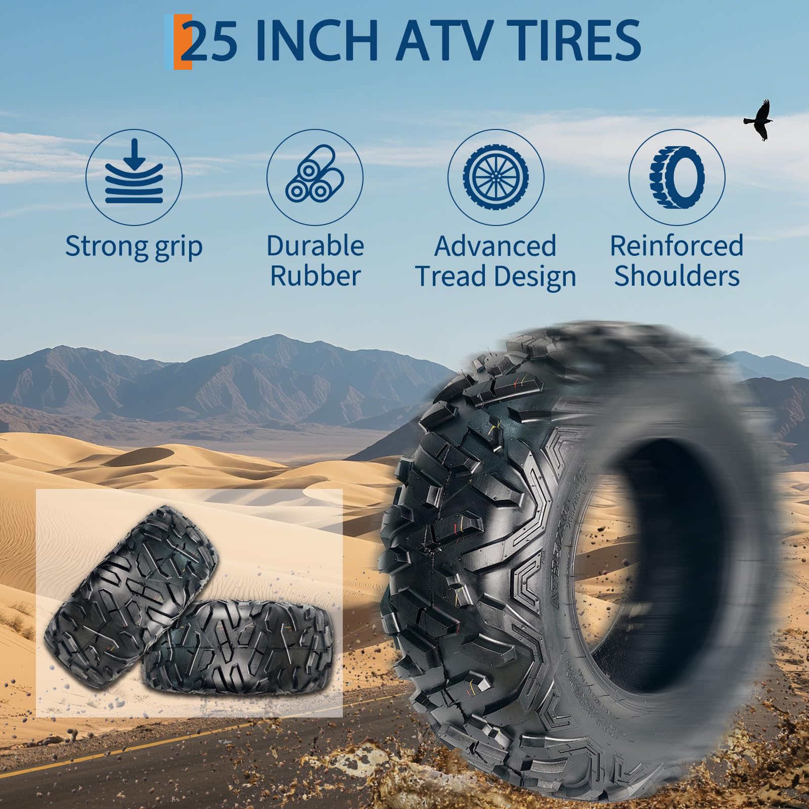 25x10-12 ATV UTV tire tread design for strong grip