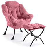 Garvee Lazy Chair with Ottoman Plush Pink Modern Lounge Accent Chair for Living Room Bedroom Dorm Office - Plush Pink