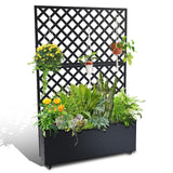 Garvee Metal Planter Box with Trellis, 71"x47"x12" Raised Garden Bed for Outdoor Flowers and Vegetables, Rust-Resistant Galvanized Metal, Privacy Screen, Drainage Holes