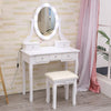 Garvee Girls Vanity Desk with Mirror and Lights, Makeup Dressing Table with with Lighted Mirror and Stool,Modern Bedroom Dressing Table with 5 Large Drawers for Kids Women Girls,White