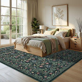Garvee Washable 9x12 Area Rug Non-Slip Low Pile Stain Resistant Soft Carpet for Living Room Bedroom Dining Room Kitchen Table Green - Green