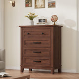 Garvee 4 Dresser for Bedroom, 34.8 in Tall Vertical Drawer Dresser with Large Storage, Walnut, Freestanding Wooden Closet Chest for Bedroom and Living Room - Walunt