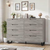 Garvee 8 Drawer Dresser Freestanding Horizontal Storage for Bedroom Living Room Hallway Entryway 55" Ash Grey - Ash Grey