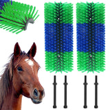 Garvee Livestock Scratch Brushes Horse Scratcher Full Massage Grooming Brush Kit for Horse Cow Cattle Sheep Pig Goat, Durable Nylon, Colorful - Blue-Green 2Pcs