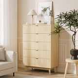 Garvee 5 Drawer Dresser Mid Century Modern Wood Drawer Organizer for Bedroom Living Room Hallway 32in Tall Natural Oak