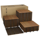 Garvee 33 Pack Acacia Wood Interlocking Deck Tiles for Outdoor Patio, 12"X12" Brown Waterproof Non-Slip Flooring - Brown