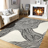 Garvee Modern Black & White 9x12 Striped Area Rug, Curve Design Low Pile Carpet for Living Room Bedroom Office