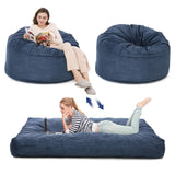 Garvee 2-in-1 Queen Size Giant Bean Bag Chair Bed Corduroy Navy Blue for Bedroom Living Room - Navy Blue