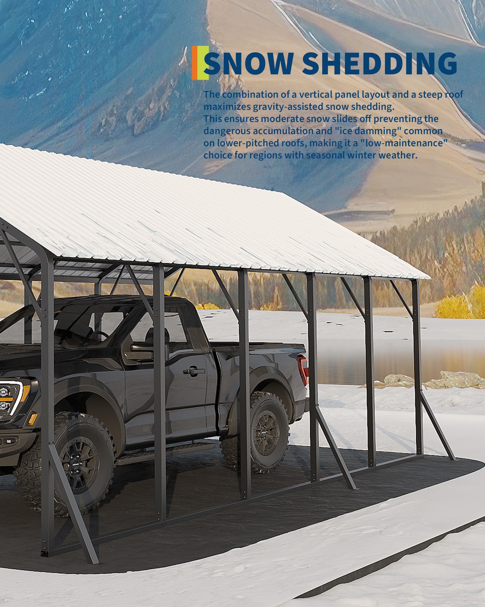 steep-pitch roof snow and rain slide-off