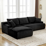 Garvee Cloud Couch with L-Shape Chaise 106 in Modern Sectional Modular Sofa Black Corduroy Upholstered for Living Room - Left Facing-Black