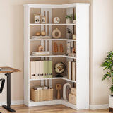 Garvee Farmhouse Bookshelf Corner Bookcase 72.8” Large Bookcase Wood Bookshelf Tall L Shaped Bookshelf 5 Tier Corner Shelf Display Rack Etagere Shelf Storage for Office Bedroom (Full Panel, White) - White
