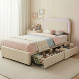 Garvee Boucle Bed Frame Queen Size Upholstered Bed with Headboard Yellow Soft Cloud Comfort Thickened Footboard Rounded Corners No Box Spring Needed Easy Assembly - Yellow