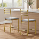 Garvee Bar Stools Set of 2, 26 Inches Height, Upholstered Kitchen Island Bar Stools with Back & Thick Cushion, Gold - Gold