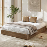Garvee Full Bed Frame Wood Platform Bed with Fluted Design Low Profile Walnut for Modern Minimalist Bedroom
