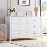 Garvee White 6 Drawer Dresser for Bedroom, Simply Modern Wood Storage Double Dresser with Deep Drawers, Living Room, Hallway Entryway - White