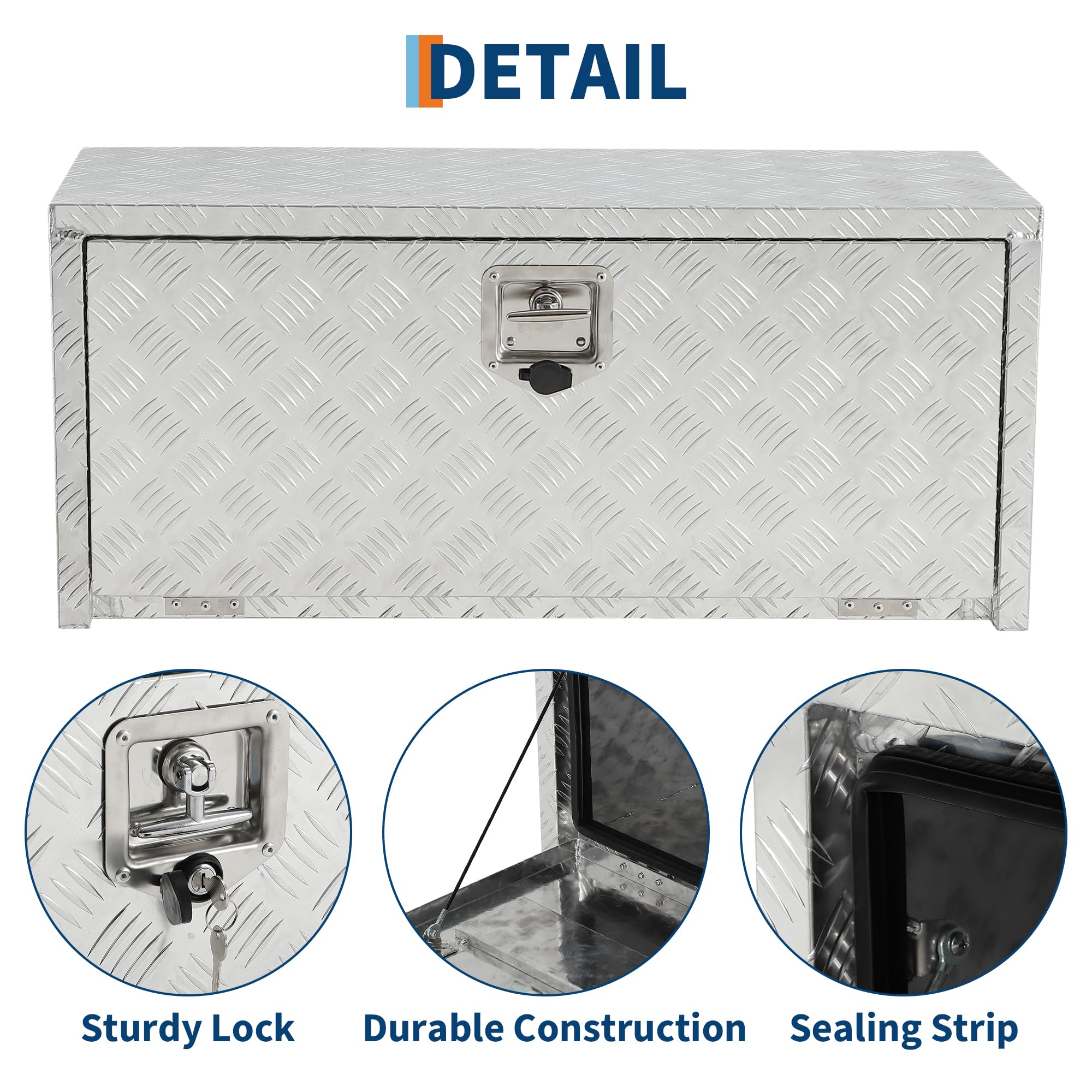 Silver lockable truck tool box with flush T handle