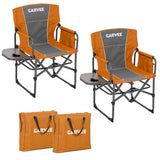 Garvee 2 Pcs Oversized Camping Directors Chair Heavy Duty Portable Folding Lawn Chair with Side Table for Outdoor Beach Fishing Picnic, Orange - Orange - 2 Pcs
