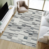 Garvee Living Room Rug 5x7 Washable Boho Checkered Geometric Low Pile Non Slip Grey Carpet - Grey