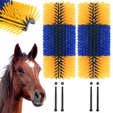 Garvee 2-Pack Livestock Scratching Brushes Heavy-Duty Animal Grooming Tool for Cows Horses Sheep Pigs Goats Stable Barn Itch Relief 18x18 Nylon - Blue Yellow 2Pcs