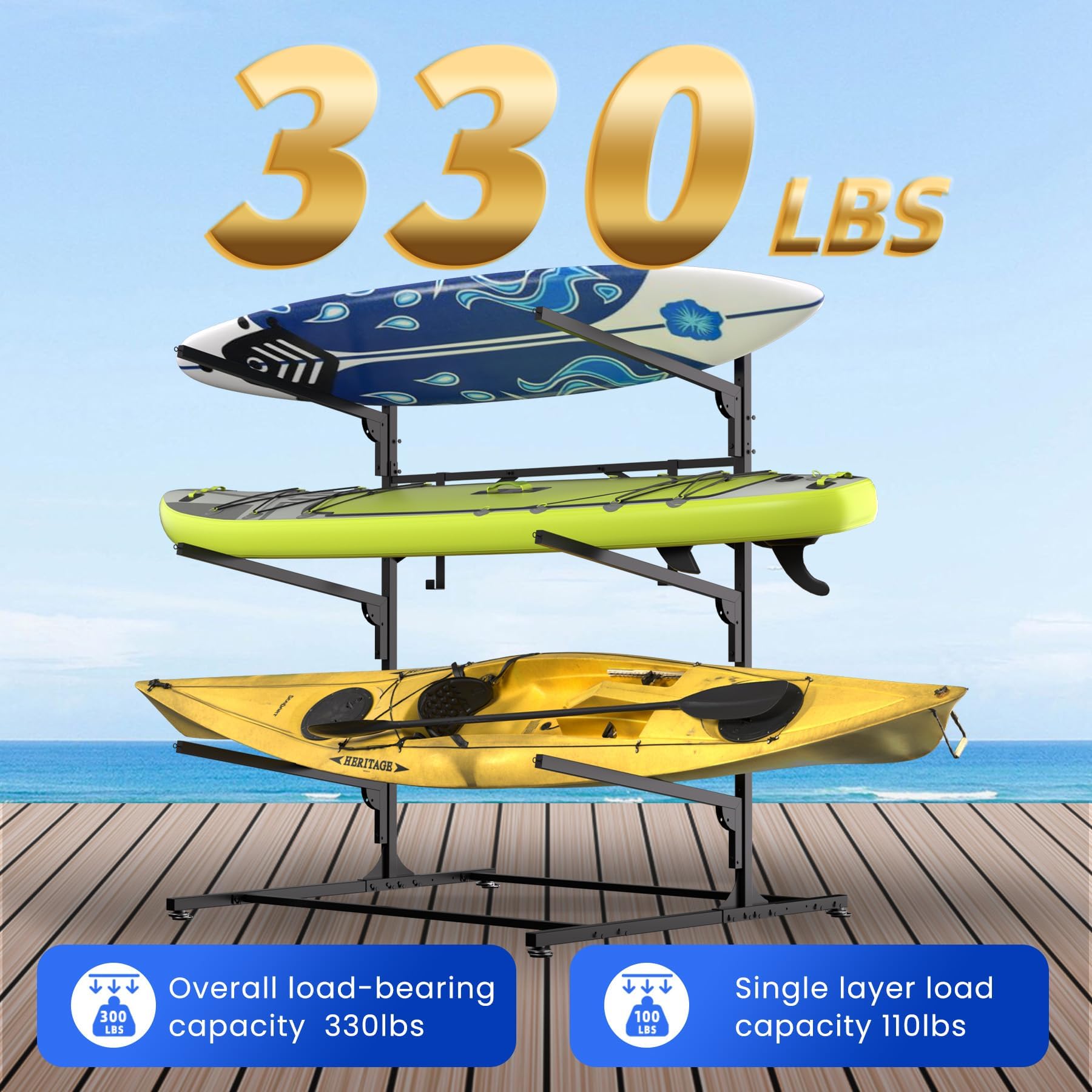 Garvee kayak rack 330 lbs total load capacity