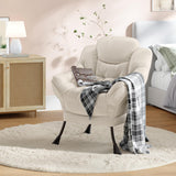 Garvee Lazy Chair Soft Comfortable Ergonomic Lounge Armchair with Side Pocket for Living Room Bedroom Dorm Office Large Modern Polyester Fabric - Beige