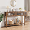 Garvee Entryway Table, Wood Console Table with 2 Glass Drawers, 2 Tier Sofa Table with Storage for Living Room, Foyer Tables for Entryway ,Retro color