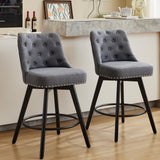 Garvee Counter Height Bar Stools Set of 2, Modern Swivel Bar Stools with Back and Wood Legs, 26" H Seat Height, Linen Fabric Gray for Kitchen Island Home Bar - Linen Gray
