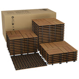 Garvee 33 PCS Acacia Wood Deck Tiles, Solid Wood Interlocking Flooring for Patio & Balcony, 12"x12", Brown, Waterproof & Weather-Resistant - Brown-1