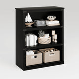 Garvee 3 Tier Farmhouse Bookcase with 5 Shelves for Home Office Living Room Bedroom, Grey, 67.4" H x 31.5" W x 12.8" D - Black Relief Mountain Pattern