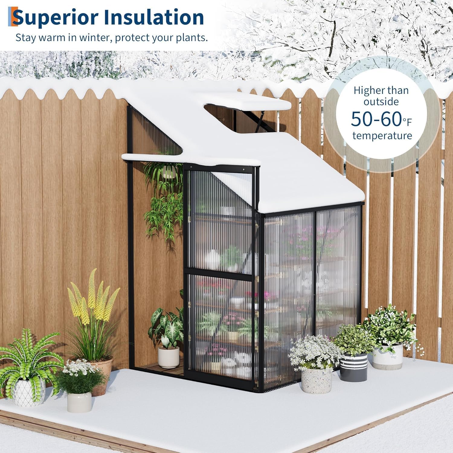Garvee greenhouse showing superior insulation in winter