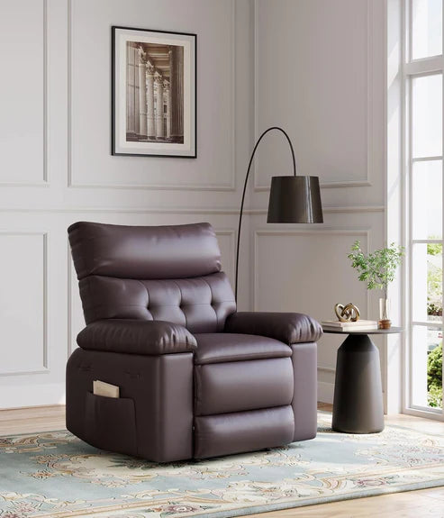 Garvee Oversized Wide Massage Recliner Chair, PU Leather Large Manual Recliner for Adults, Ultimate Comfort Lazy Boy with 1.5X Sponge Filling and Easy Recline Mechanism for Relaxation, Coffee