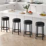 Garvee 24" Swivel Bar Stools Set of 4 with Footrest, Modern Counter Height Barstools with PU Leather Upholstered and Metal Frame, Backless Round Bar Stools for Kitchen Island, Black - Black