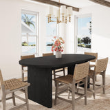 Garvee Oval Dining Table for 6-8 People with Thick Sturdy Wooden Base, Farmhouse Style for Kitchen, Living Room, Office, 63" Long, Black - Black