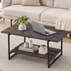 Garvee 2-Tier Farmhouse 41'' Large Gray Wood Coffee Table with Storage Shelf -Modern Rustic Metal Rectangle Center Living Room Coffee Table Accent Furniture for Home Office,Easy Assembly